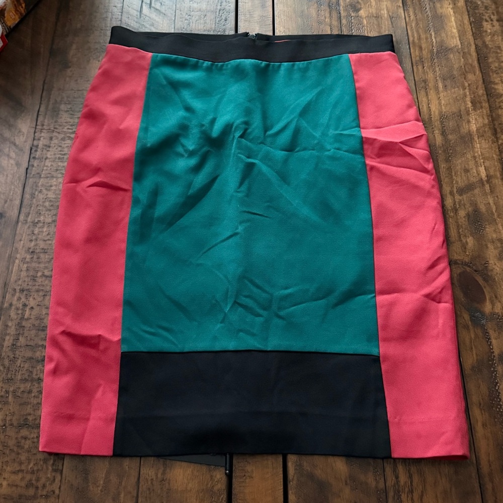 Sz 4 Narciso Rodriguez For Design Nation Colorblock Pencil Skirt Pea Rose Black